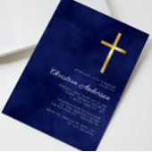 Elegant Royal Blue Waterverf Baptism Boy Kaart