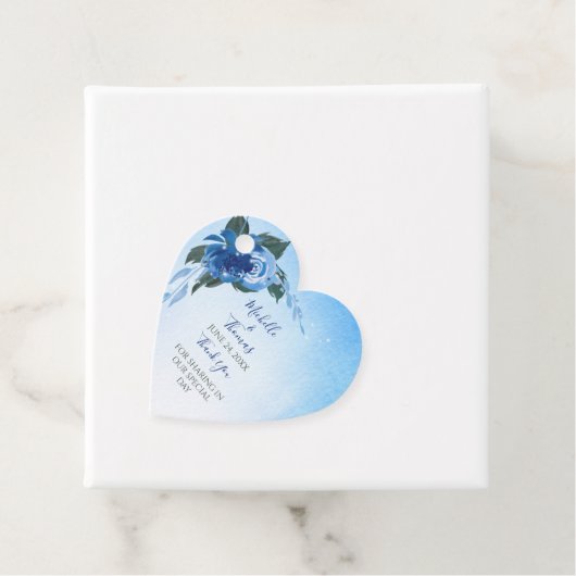 Elegant Royal Blue Waterverf Floral Greenery Bedankjes Labels (In situ)