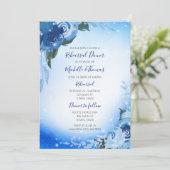 Elegant Royal Blue Waterverf Floral Greenery Kaart (Staand voorkant)