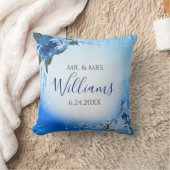 Elegant Royal Blue Waterverf Floral Greenery Kussen (Deken)