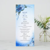 Elegant Royal Blue Waterverf Floral Greenery Menu (Staand voorkant)
