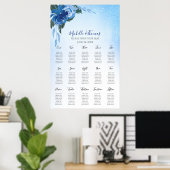 Elegant Royal Blue Waterverf Floral Greenery Poster (Thuiskantoor)