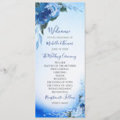 Elegant Royal Blue Waterverf Floral Greenery Programmakaart (Voorkant)