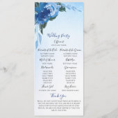 Elegant Royal Blue Waterverf Floral Greenery Programmakaart (Achterkant)