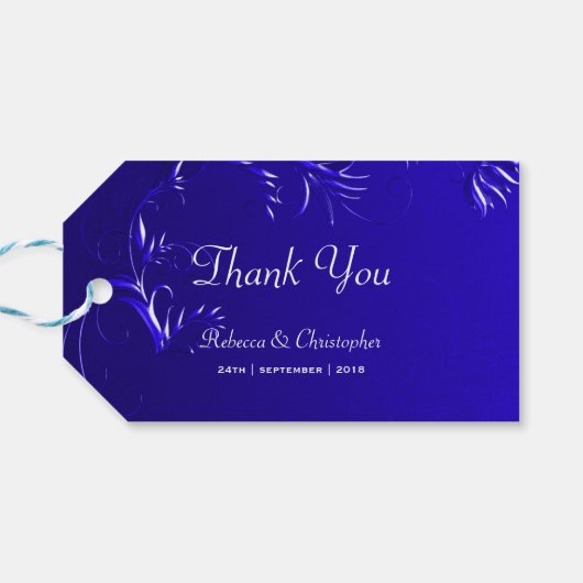 Elegant Royal Blue Wedding Bedankt Cadeaulabel (Achterkant Horizontaal)