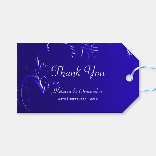 Elegant Royal Blue Wedding Bedankt Cadeaulabel (Voorkant (Horizontaal))