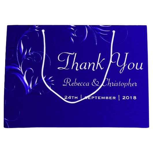 Elegant Royal Blue Wedding Bedankt Groot Cadeauzakje (Voorkant)