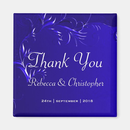 Elegant Royal Blue Wedding Bedankt Magneet (Voorkant)