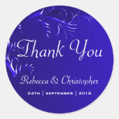 Elegant Royal Blue Wedding Bedankt Ronde Sticker (Voorkant)