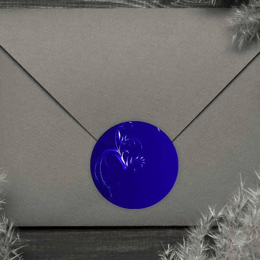 Elegant Royal Blue Wedding Envelope Seals Ronde Sticker