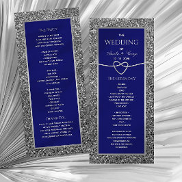 Elegant Royal Blue Wedding Programme Programmakaart