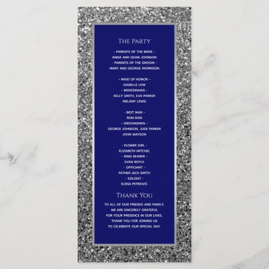 Elegant Royal Blue Wedding Programme Programmakaart (Achterkant)