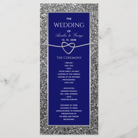 Elegant Royal Blue Wedding Programme Programmakaart (Voorkant)
