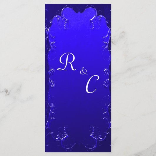 Elegant Royal Blue Wedding Reception Menu (Achterkant)