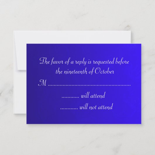 Elegant Royal Blue Wedding RSVP (Achterkant)