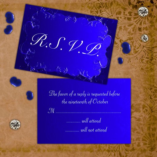 Elegant Royal Blue Wedding RSVP