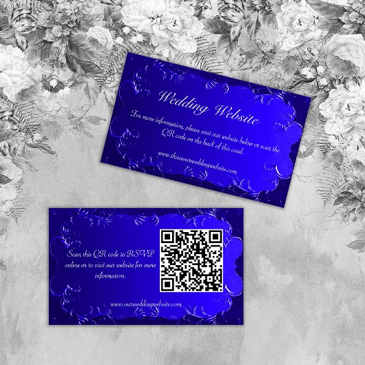 Elegant Royal Blue Wedding Website Informatiekaartje