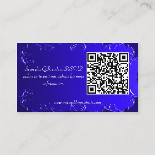 Elegant Royal Blue Wedding Website Informatiekaartje (Achterkant)