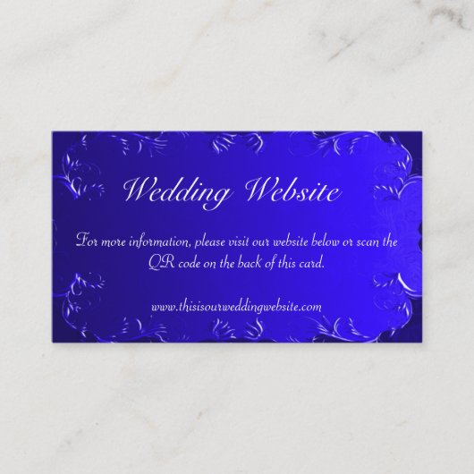 Elegant Royal Blue Wedding Website Informatiekaartje (Voorkant)
