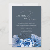 Elegant Royal Blue weelde bloemenbruiloft Rozen Kaart (Voorkant)