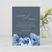 Elegant Royal Blue weelde bloemenbruiloft Rozen Kaart (Staand voorkant)