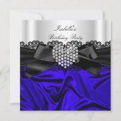 Elegant Royal Blue White Diamond Birthday Kaart (Voorkant)