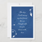 Elegant Royal Blue White Floral Wedding Invitation Kaart (Achterkant)