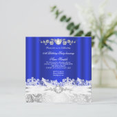 Elegant Royal Blue White Lace Jewel Bow Birthday Kaart (Staand voorkant)