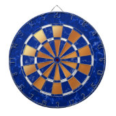 Elegant Royal Blue & White Marble op koperen Folie Dartbord (Voorkant)