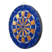 Elegant Royal Blue & White Marble op koperen Folie Dartbord (Voorkant Rechts)