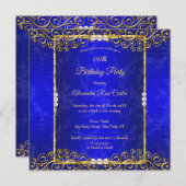 Elegant Royal Blue White Pearl Birthday Party Kaart (Voorkant / Achterkant)