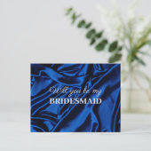 Elegant Royal Blue wil je mijn Bridesmaid zijn Briefkaart (Staand voorkant)