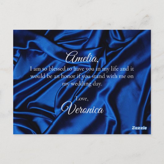 Elegant Royal Blue wil je mijn Bridesmaid zijn Briefkaart (Achterkant)