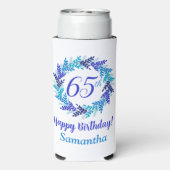 Elegant Royal Blue Wreath 65e verjaardag Seltzer Blikjeskoeler (Seltzer Achterkant)