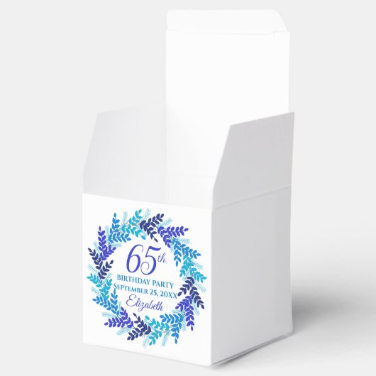 Elegant Royal Blue Wreath 65e verjaardagsfeest Bedankdoosjes (Geopend)