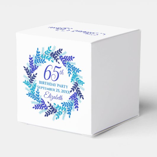 Elegant Royal Blue Wreath 65e verjaardagsfeest Bedankdoosjes (Achterkant)