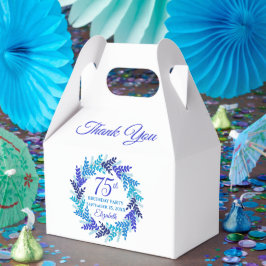 Elegant Royal Blue Wreath 75e verjaardagsfeest Bedankdoosjes