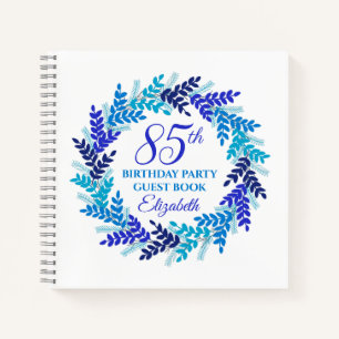 Elegant Royal Blue Wreath 85e verjaardagsfeestje Notitieboek