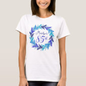 Elegant Royal Blue Wreath Monogram 85e verjaardag T-shirt (Voorkant)