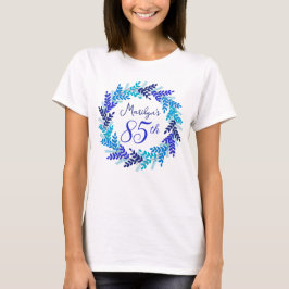 Elegant Royal Blue Wreath Monogram 85e verjaardag T-shirt