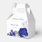 elegant royal blue zilblob bruiloft bedankdoosjes (Voorkant Zijde)