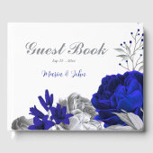 elegant royal blue zilblob bruiloft gastenboek (Voorkant)