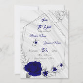 elegant royal blue zilver grijs geometrisch save the date (Voorkant)