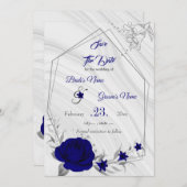 elegant royal blue zilver grijs geometrisch save the date (Voorkant / Achterkant)