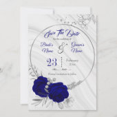 Elegant Royal Blue zilvergrijs Save The Date (Voorkant)