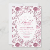 Elegant Royal Blush Rose Pattern Bridal Shower  Kaart (Voorkant)
