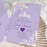 Elegant Royal Boho Lila Bloemen Mis Quince Años Kaart<br><div class="desc">Elegant Royal Boho Lila Bloemen Mis Quince Años Invitation</div>