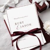 Elegant Royal Burgundy & White Script Wedding Kaart