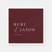 Elegant Royal Burgundy & White Script Wedding Servet (Voorkant)