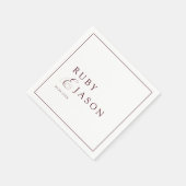 Elegant Royal Burgundy & White Script Wedding Servet (Hoek)